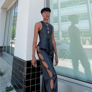 Faux Leather Set with Cutouts